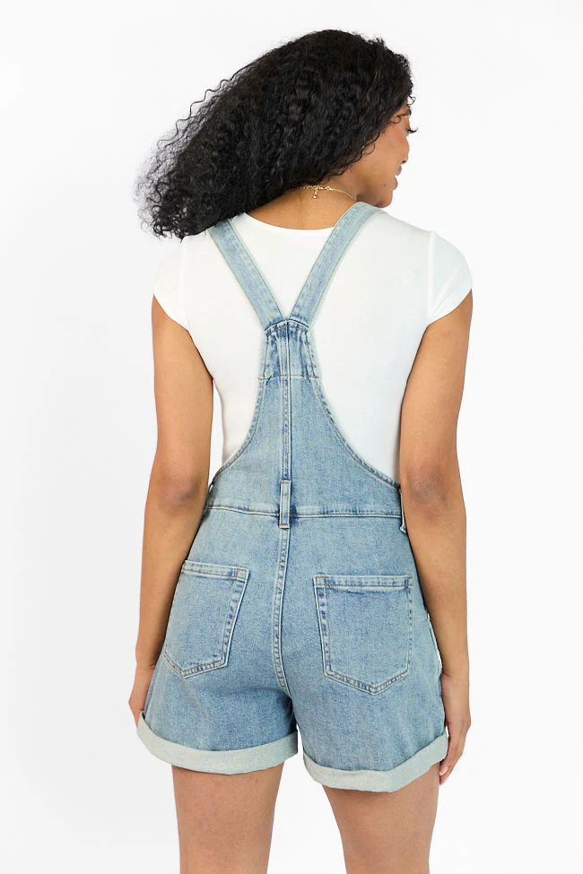 Common Ground Medium Wash Relaxed Fit Cuffed Overalls SALE - Terpint