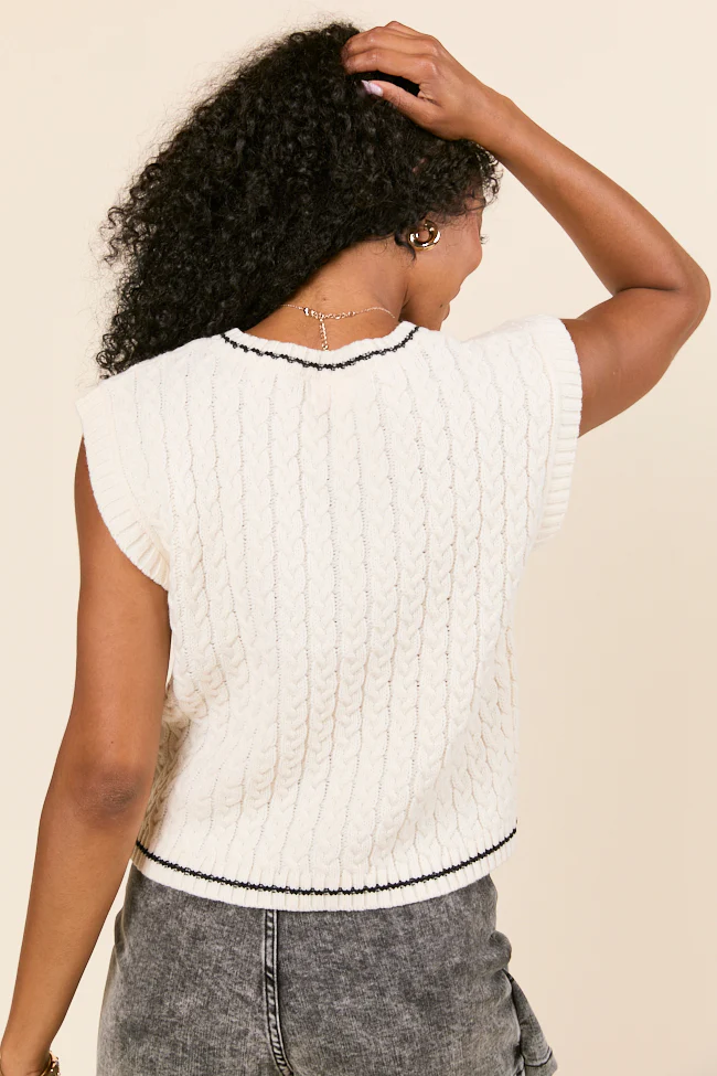 Hadley Bow Detail Varsity Knit Vest - Terpint