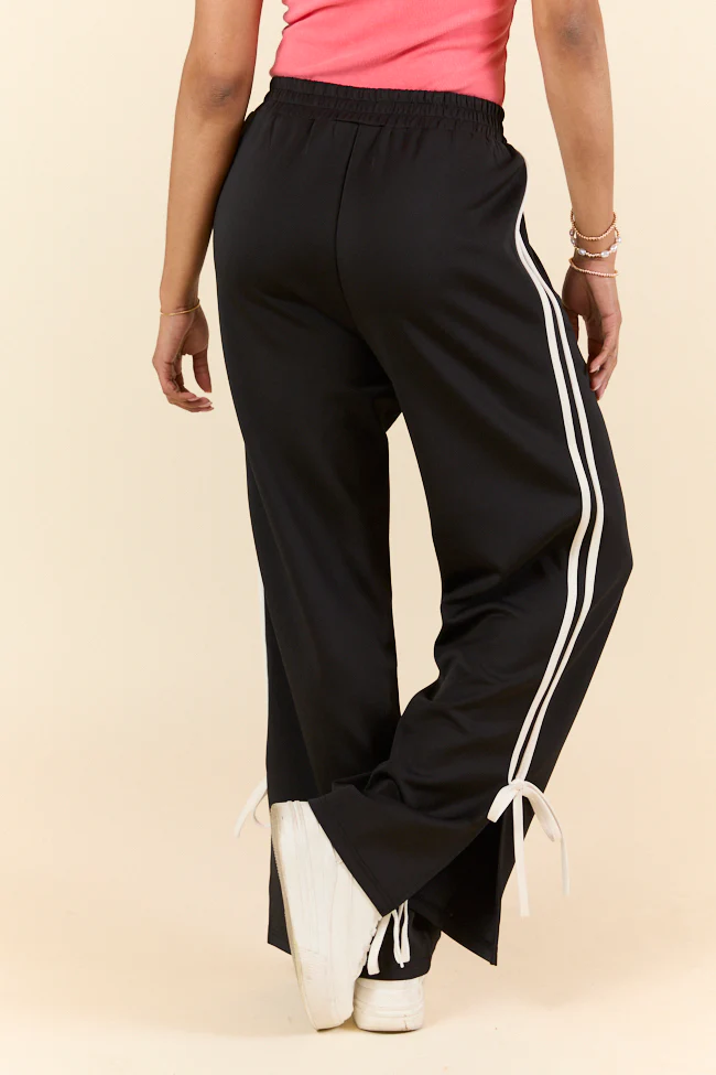 Push The Limits Black Bow Detail Track Pants - Terpint