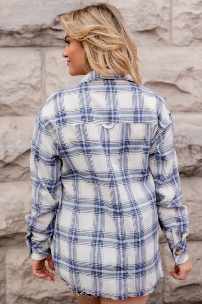 Round It Up Navy And Purple Plaid Button Front Shirt FINAL SALE - Terpint