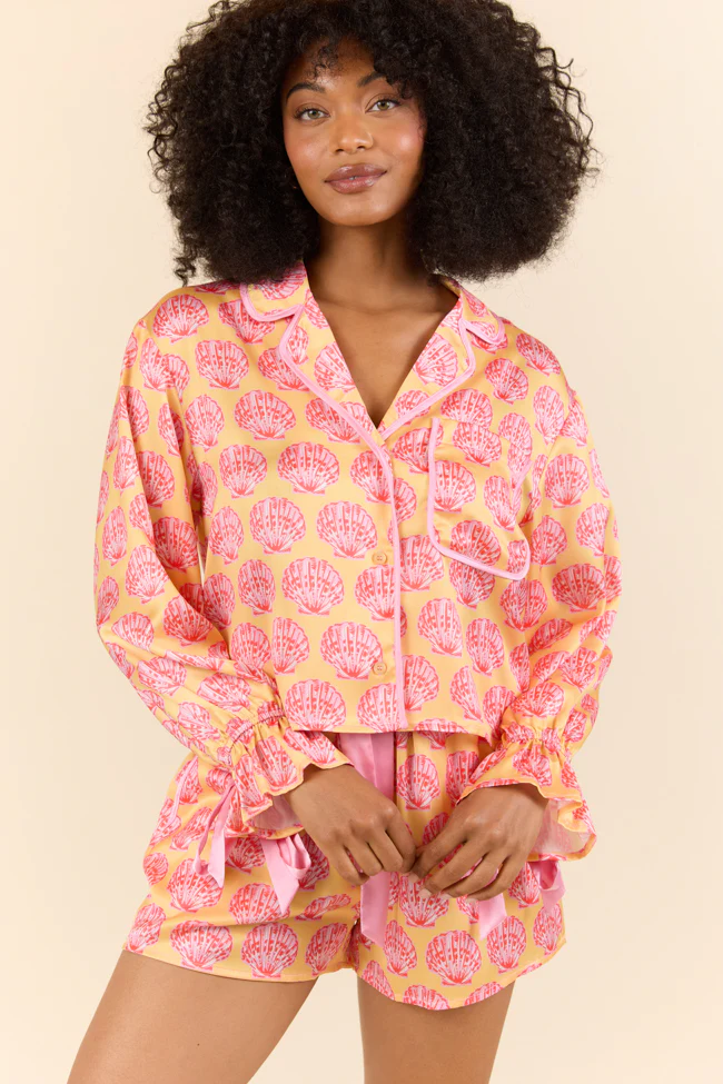 Seashell Serenity Satin Pajama Top FINAL SALE - Terpint