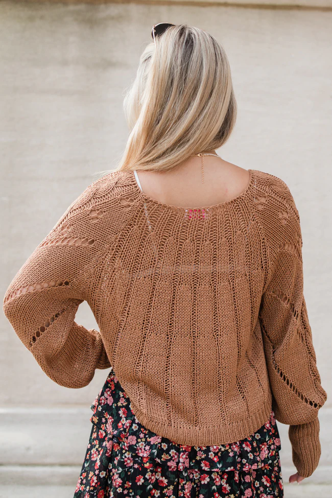 I'm Just Me Brown Cable Knit Lightweight Sweater FINAL SALE - Terpint