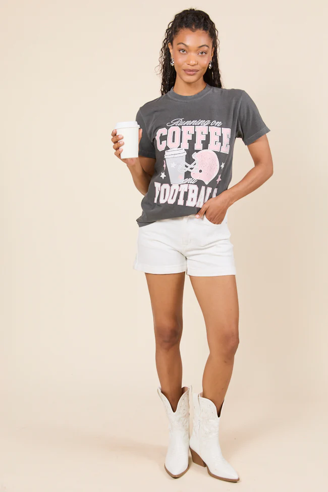 Running on Coffee and Football Dark Grey Graphic Tee - Terpint