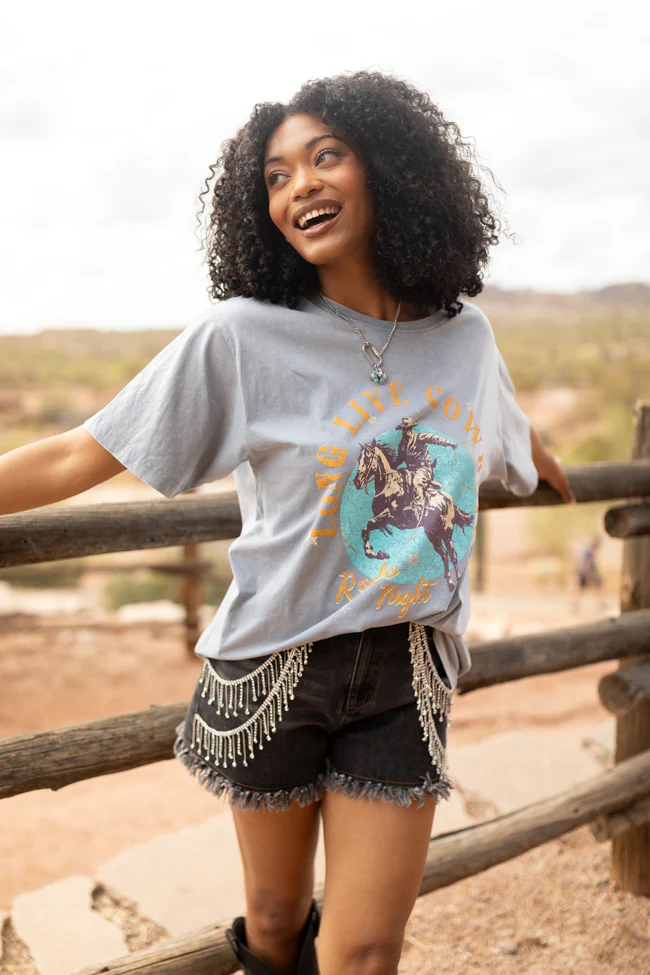 Zutter Long Live Cowboys Grey Graphic Tee - Terpint