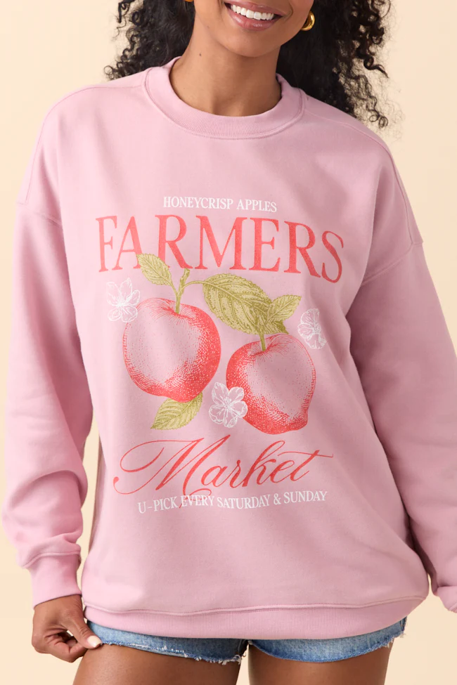 Honeycrisp Apples Farmers Market Mauve Graphic Sweatshirt - Terpint