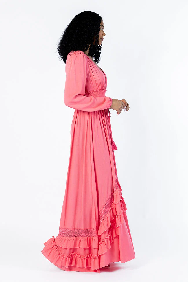 Lucky To Have You Coral Maxi Dress SALE - Terpint