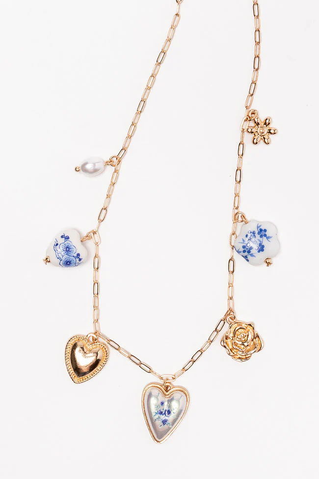 Blue Heart Charm Necklace - Terpint