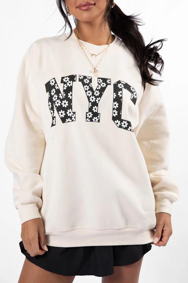 NYC Daisy Cream Graphic Sweatshirt - Terpint