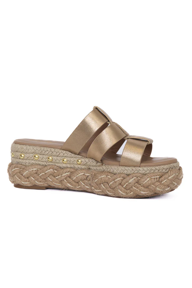 Sidney Gold Distress Slip-on Platform Sandals FINAL SALE - Terpint
