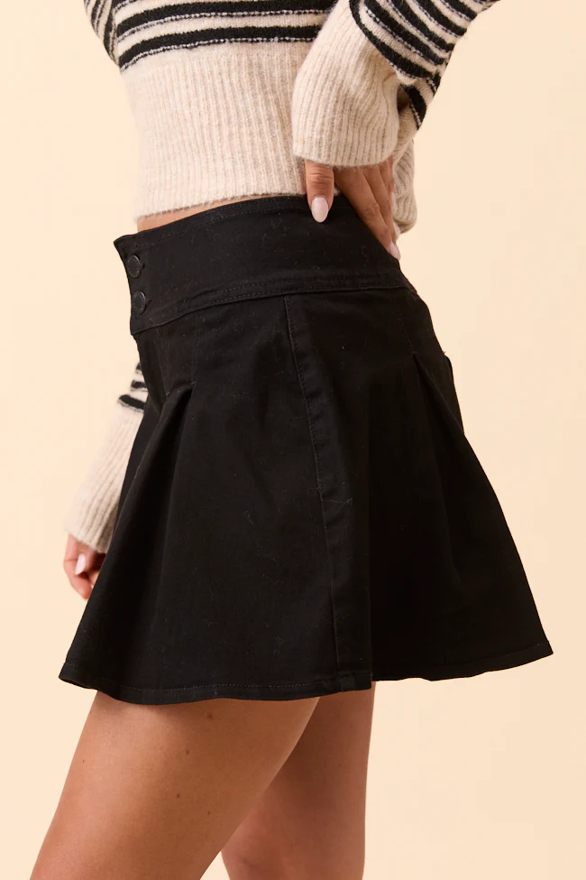 Scottie Black Denim Pleated Skort - Terpint