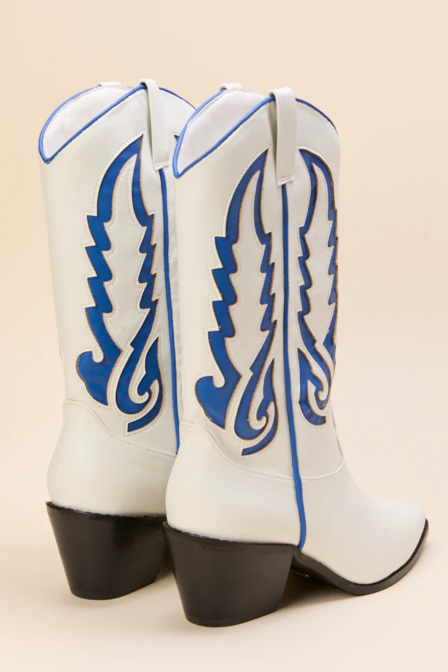 Patti Blue and White Western Boots - Terpint