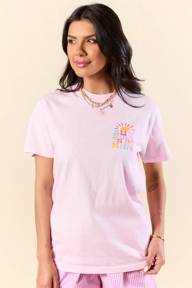 Sunshine On My Mind Light Pink Graphic Tee - Terpint