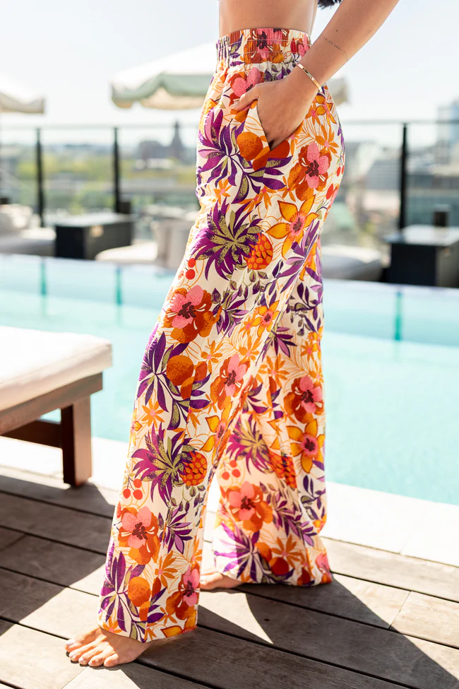 Sea Spray Purple Printed Coverup Pants FINAL SALE - Terpint
