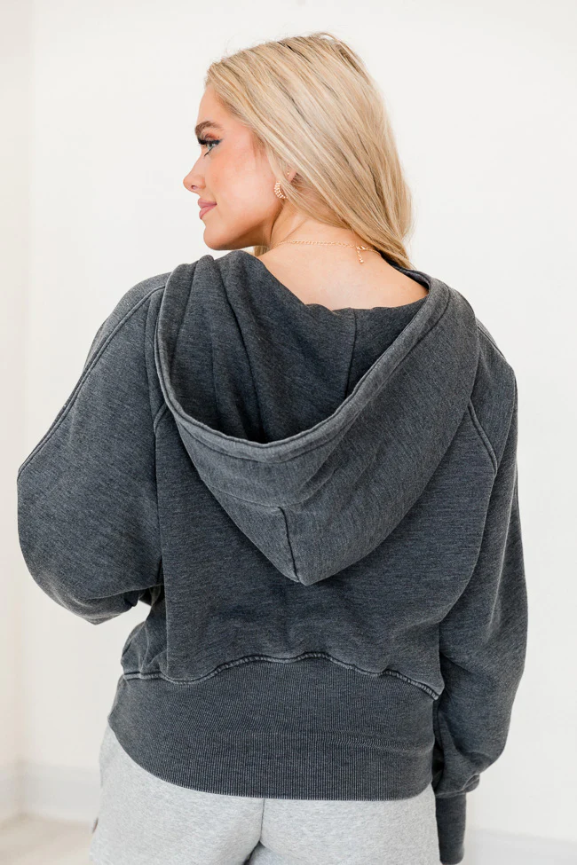 Learn As You Go Black Acid Washed Quarter Zip Pullover FINAL SALE - Terpint
