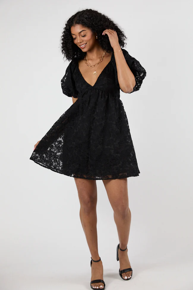 Midnight Muse Black Lace Babydoll Dress SALE - Terpint