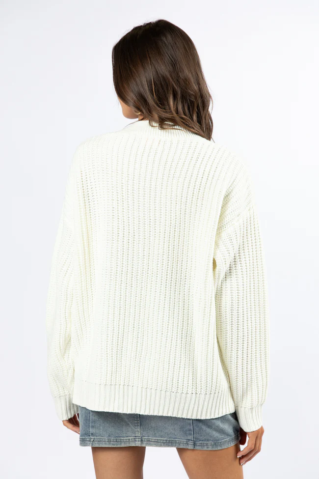 Living For Today Ivory Denim Pocket Cardigan FINAL SALE - Terpint