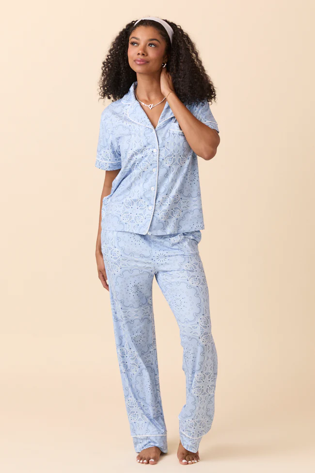 Helena Blue Paisley Pajama Set DOORBUSTER - Terpint