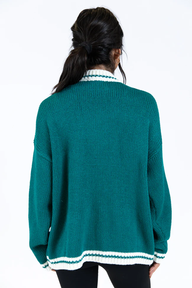 Ski Club Green and Ivory Embroidered Sweater FINAL SALE - Terpint