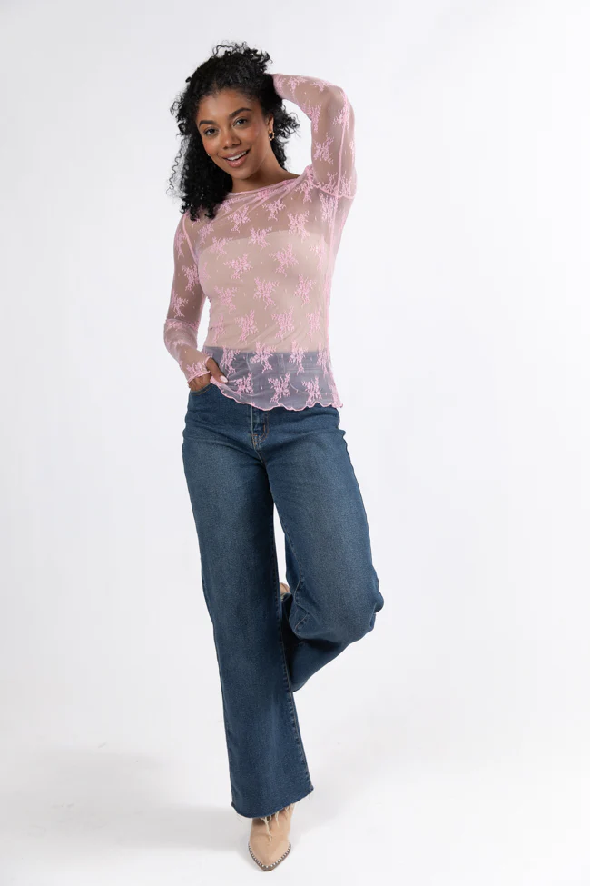 Speak Your Truth Pink Long Sleeve Layering Blouse - Terpint