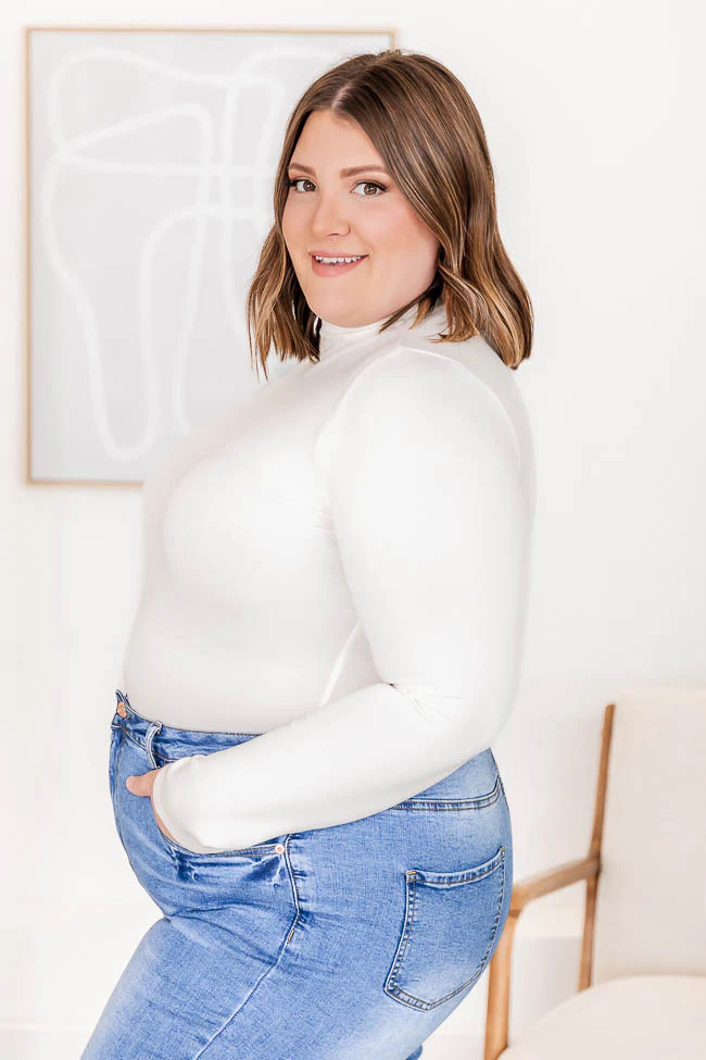 Hit Or Miss Ivory Mock Neck Bodysuit FINAL SALE - Terpint