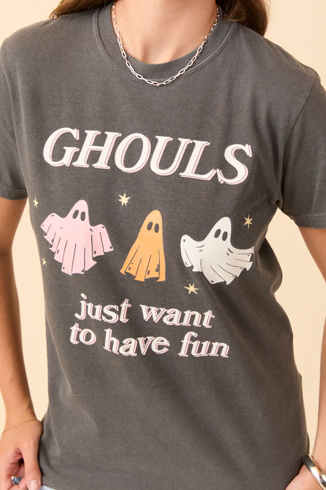 Ghouls Just Want To Have Fun Dark Grey Graphic Tee - Terpint