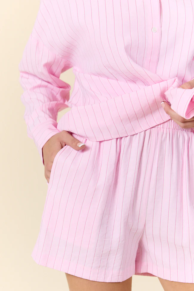 Take It Slow Pink Pinstripe Lounge Set DOORBUSTER - Terpint