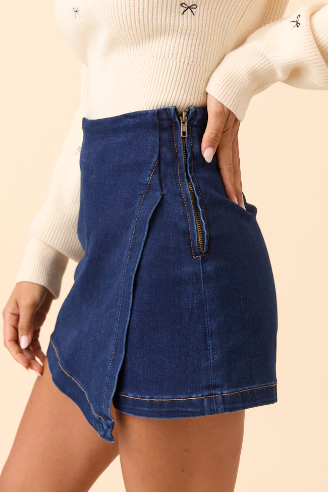 My Favorite Dark Wash Denim Skort - Terpint