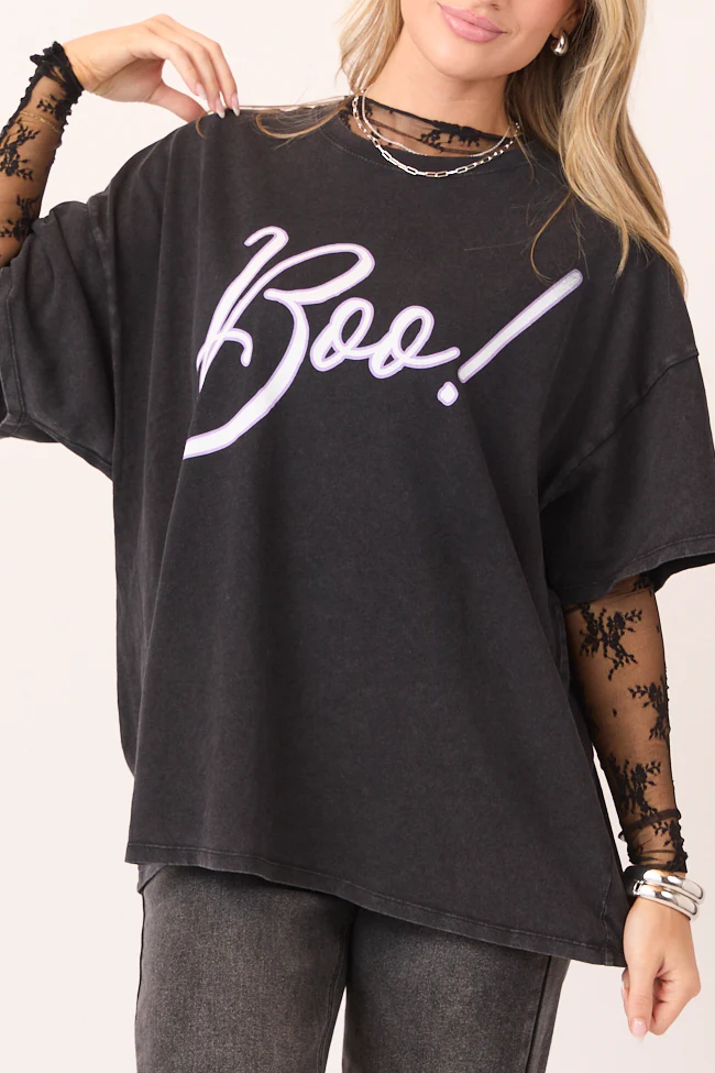 Boo! Black Oversized Graphic Tee - Terpint