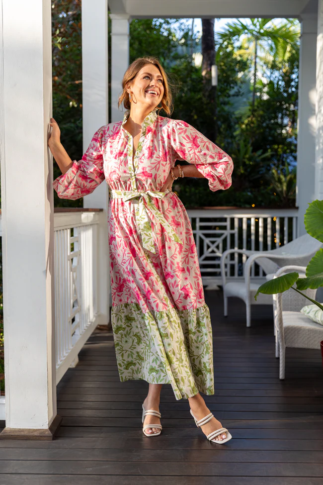 Grow Together Multi Colorblock Floral Midi Dress FINAL SALE - Terpint