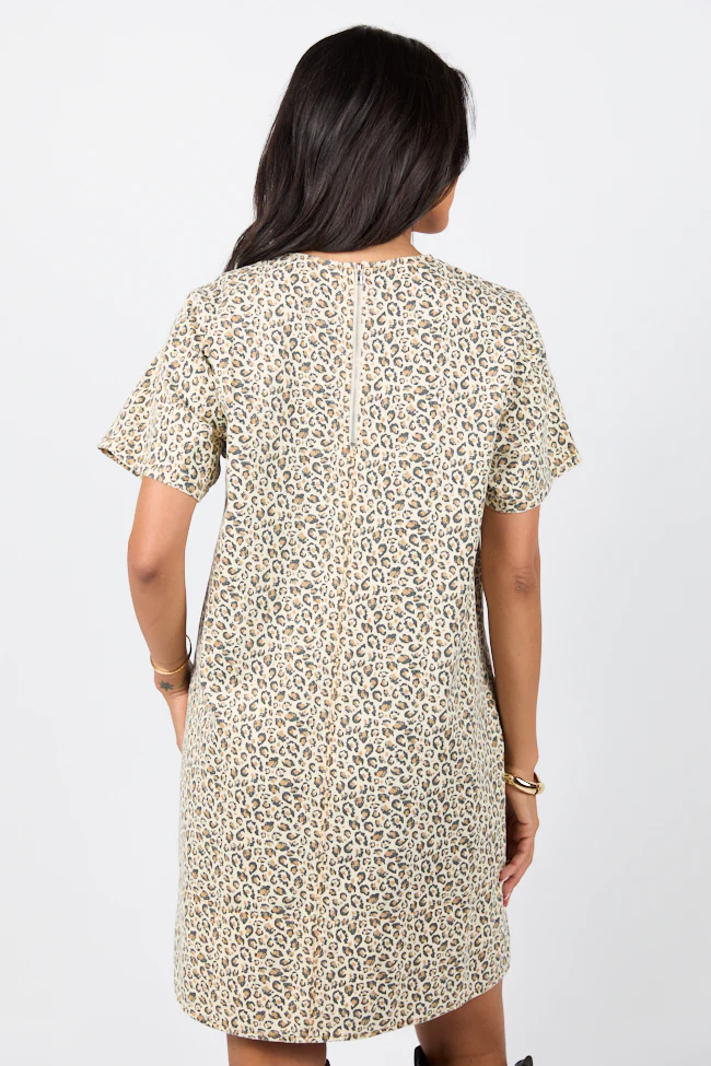 Wild Nights Taupe Leopard Print Shift Dress SALE - Terpint