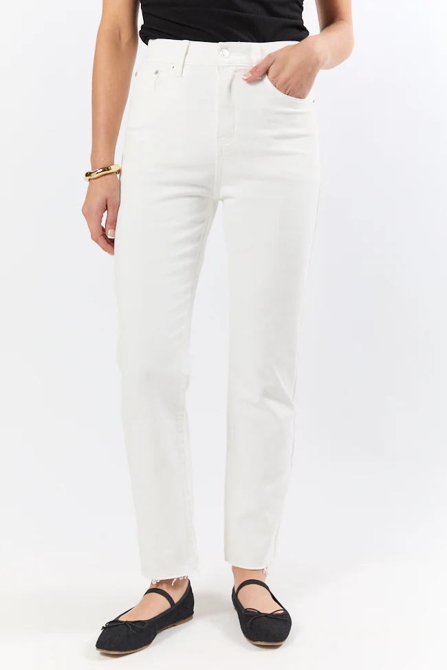 Westin White Straight Leg Raw Hem Jeans DOORBUSTER - Terpint