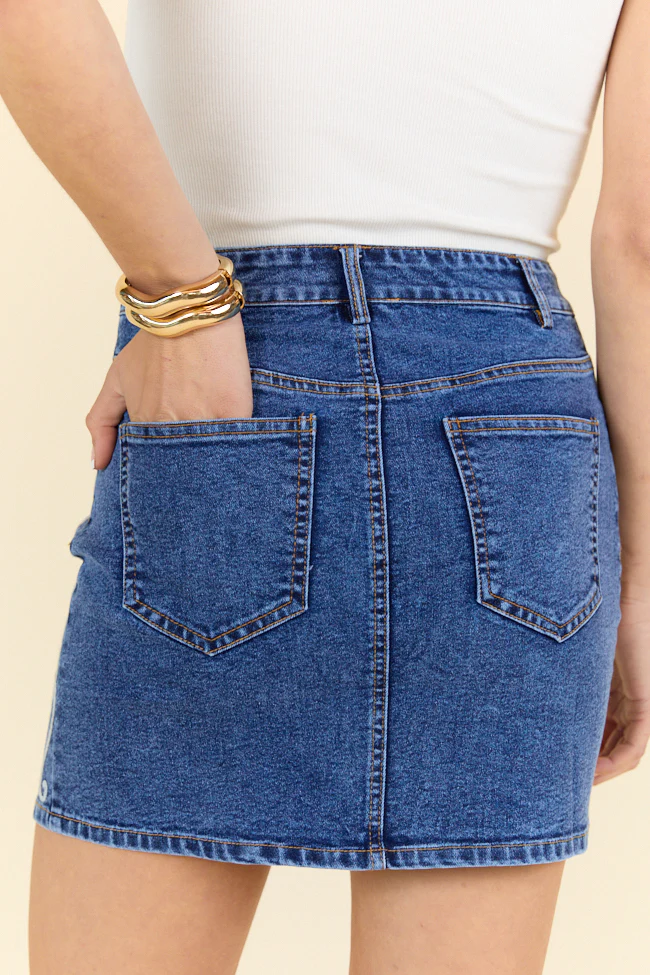 Treble Maker Embroidered Denim Skirt SALE - Terpint