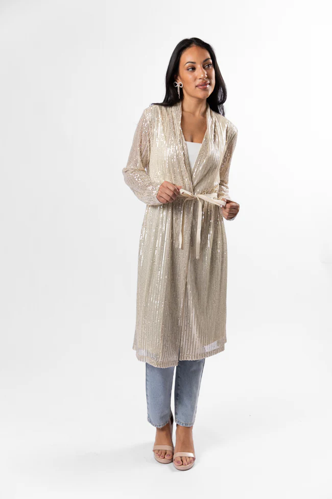 Memorable Feeling Gold Sequin Kimono FINAL SALE - Terpint