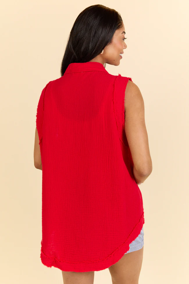 Every Moment Matters Red Gauze Tank FINAL SALE - Terpint