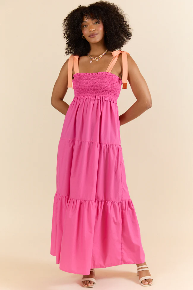 Season Of Bliss Pink Smocked Bust Maxi Dress SALE - Terpint