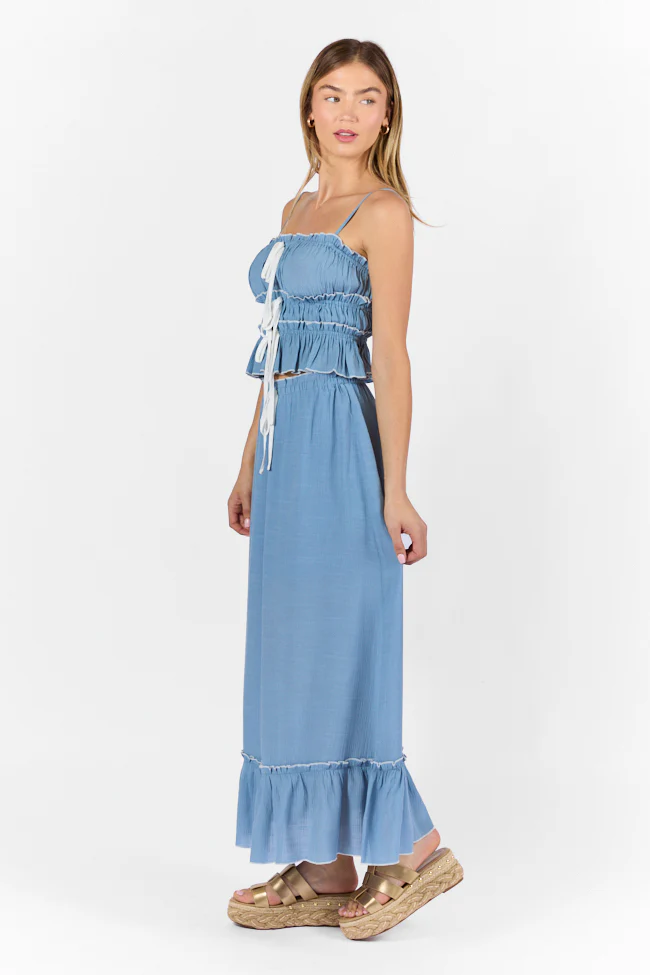 Life Made Easy Navy Bow Detail Tank and Midi Skirt Set FINAL SALE - Terpint