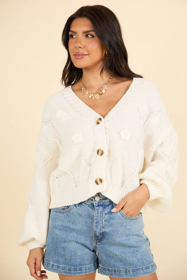 In The Courtyard Cream Floral Embroidered Sweater FINAL SALE - Terpint