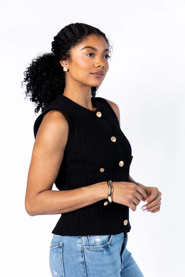 Never Settle Black Sweater Vest FINAL SALE - Terpint