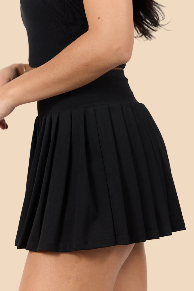 For The Win Black Pleated Tennis Skirt - Terpint