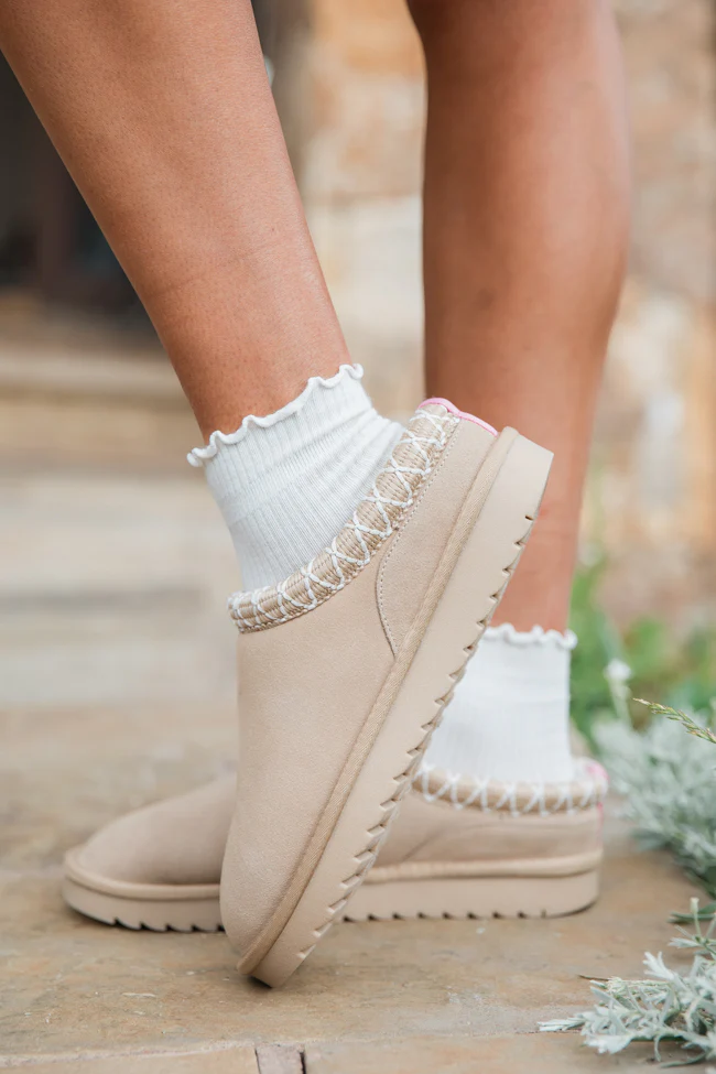 Sydney Light Beige Short Slip-On Booties FINAL SALE - Terpint