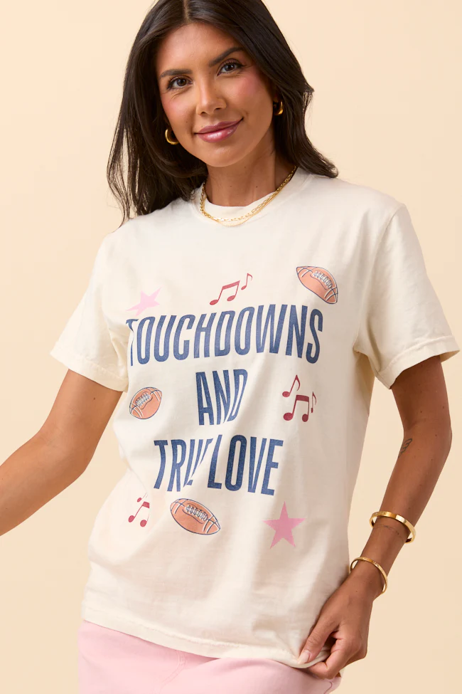 Touch Downs And True Love Ivory Graphic Tee - Terpint