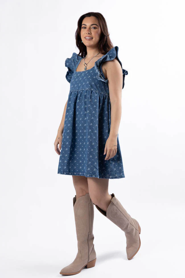 Back Home Burnout Detail Denim Babydoll Dress SALE - Terpint