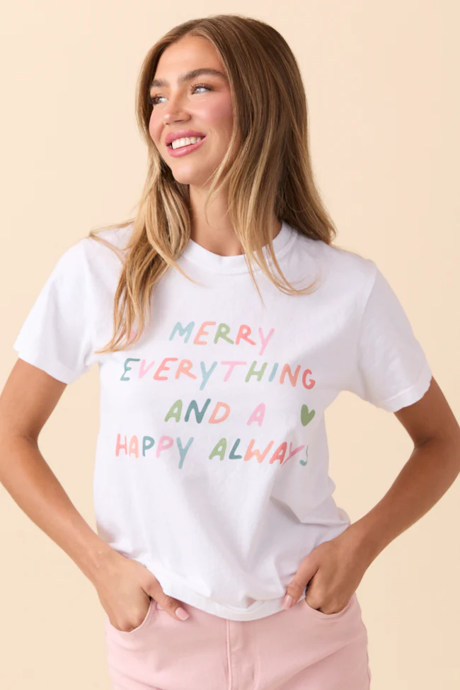 Merry Everything White Graphic Tee - Terpint