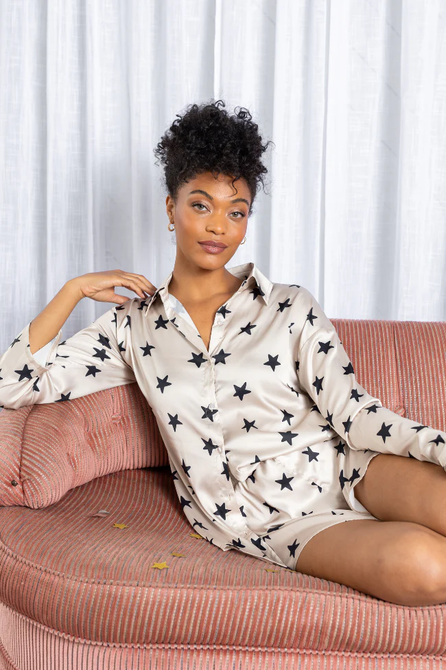 Pajama Party Neutral Stars Pajama Top FINAL SALE - Terpint