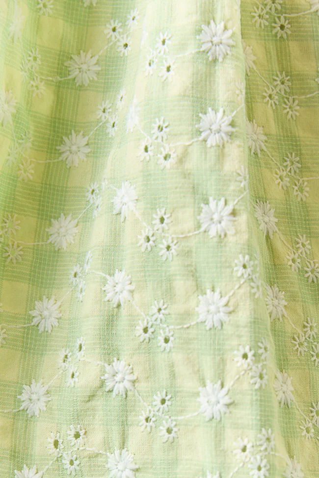 Wandering Hearts Green Eyelet Gingham Dress FINAL SALE - Terpint
