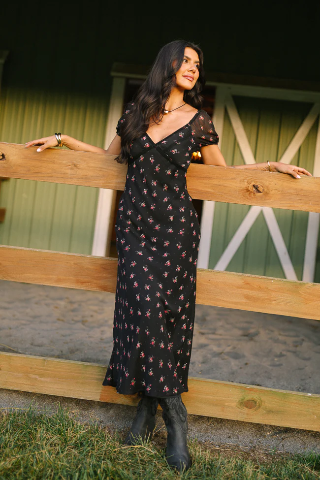Adelyn Black Floral Maxi Dress SALE - Terpint