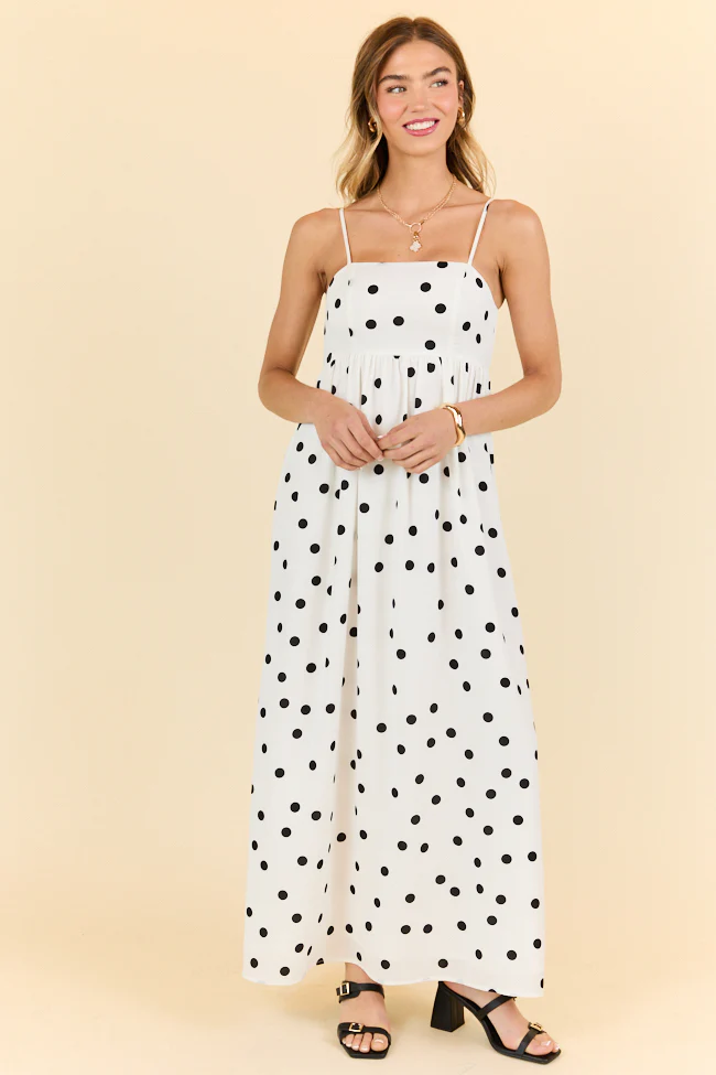 Places To Be White Polka Dot Maxi Dress FINAL SALE - Terpint