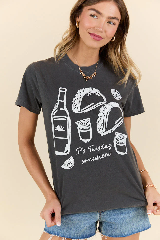 It's Tuesday Somewhere Dark Grey Graphic Tee - Terpint