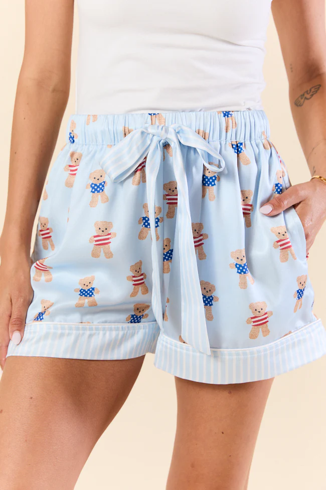 Bearly Asleep Teddy Bear Printed Pajama Shorts FINAL SALE - Terpint