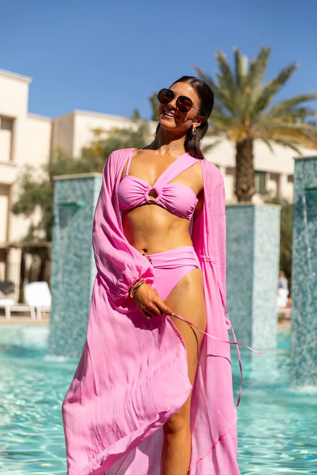 Shine On Pink Long Sleeve Swim Cover-up FINAL SALE - Terpint